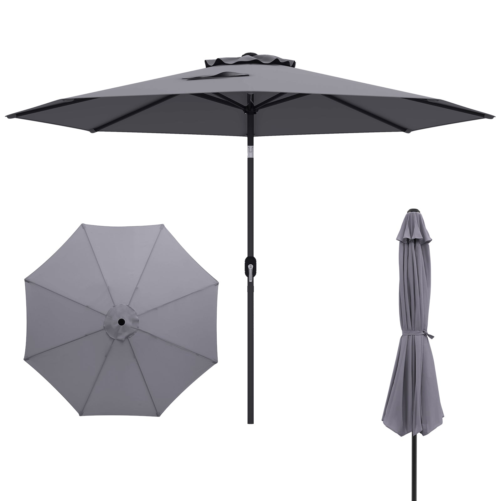 10 Feet Patio Umbrella, Tilt Crank, Gray Outdoor Umbrellas at Gallery Canada