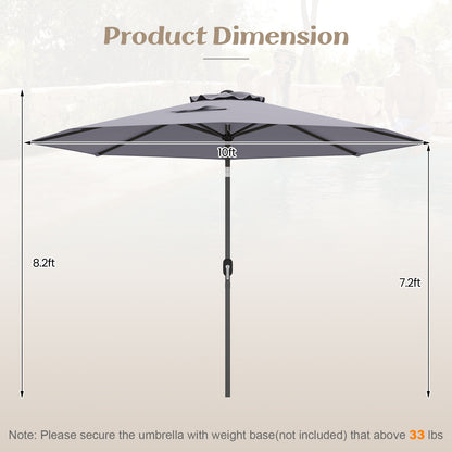 10 Feet Patio Umbrella, Tilt Crank, Gray Outdoor Umbrellas at Gallery Canada