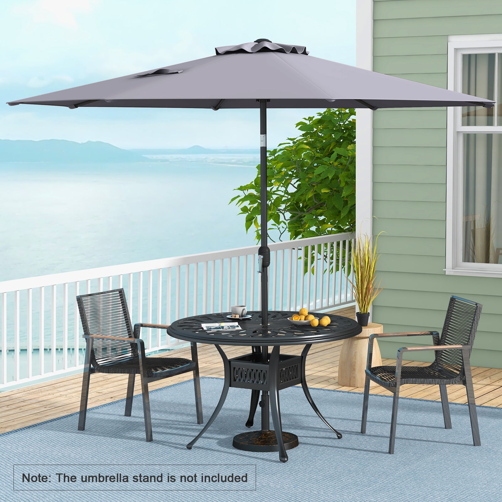 10 Feet Patio Umbrella, Tilt Crank, Gray Outdoor Umbrellas at Gallery Canada