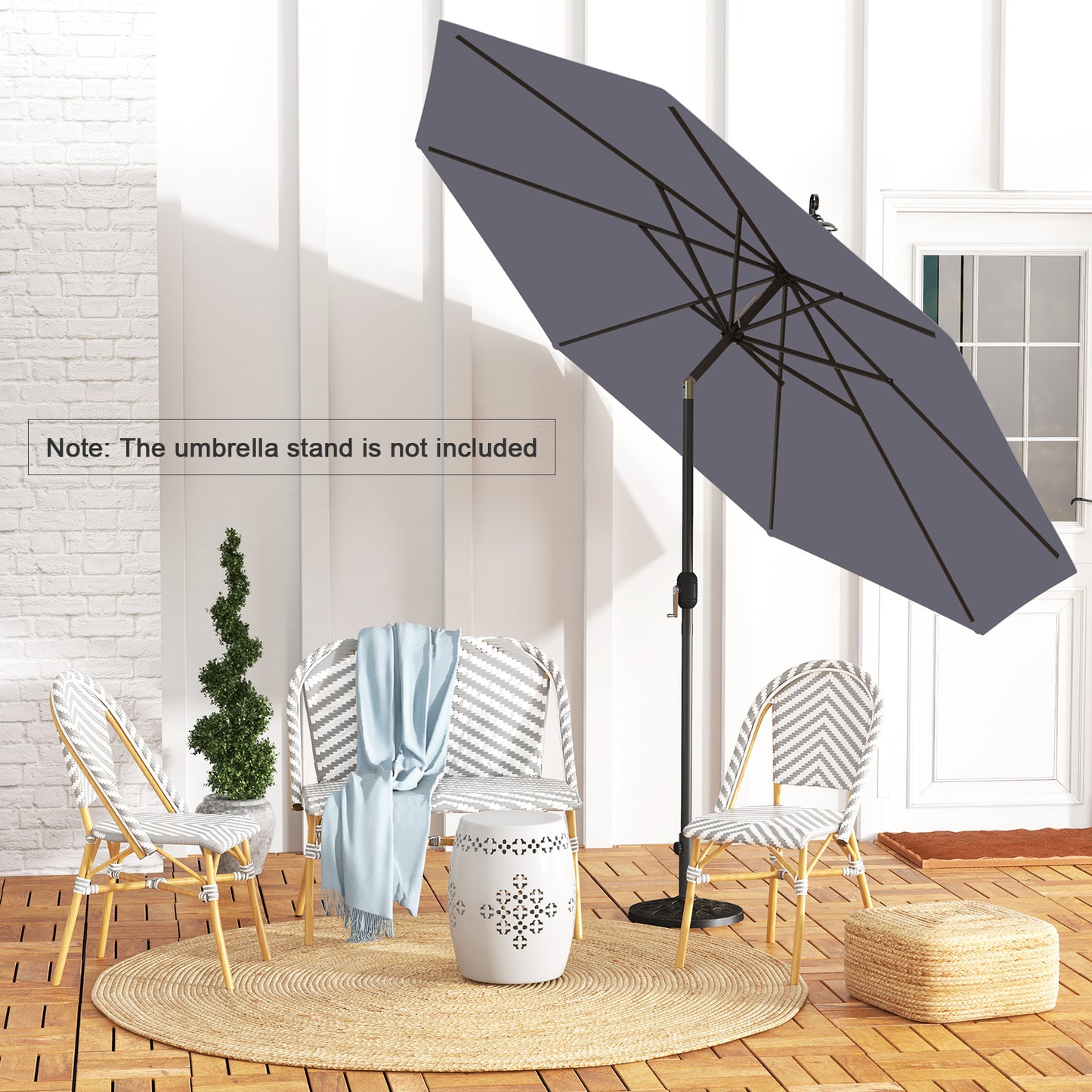10 Feet Patio Umbrella, Tilt Crank, Gray Outdoor Umbrellas at Gallery Canada