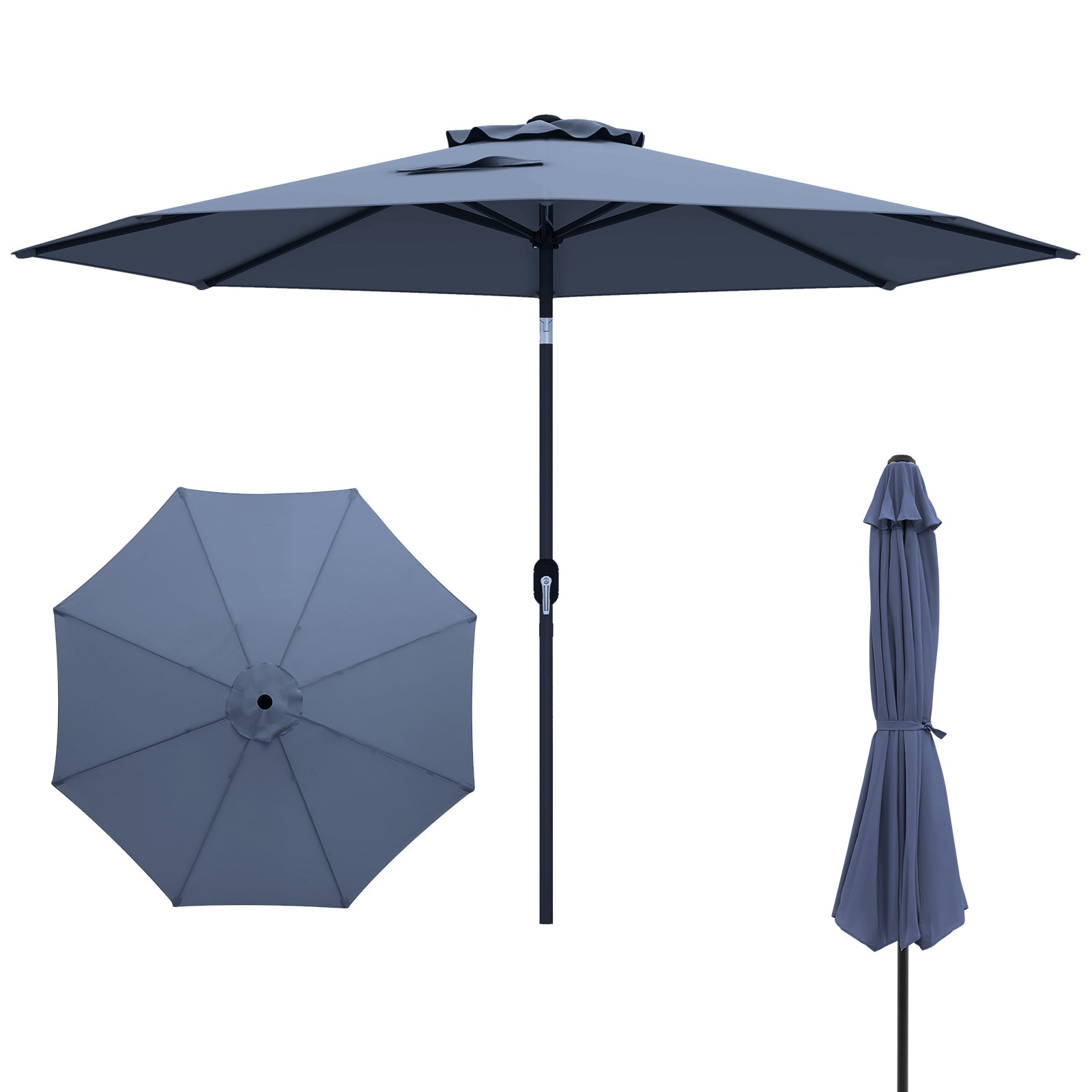 10 Feet Outdoor Patio Umbrella, Tilt Crank, Navy Outdoor Umbrellas at Gallery Canada