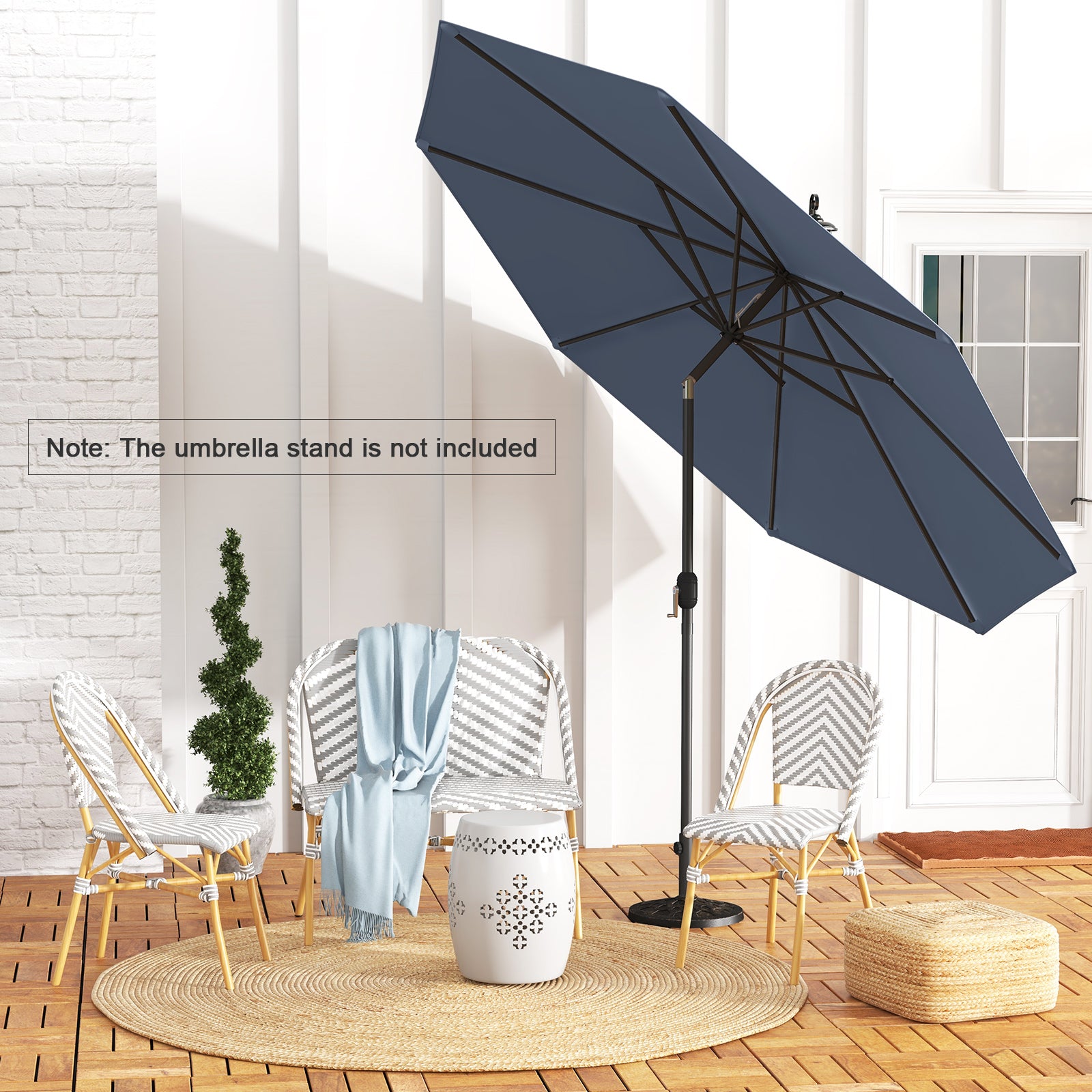 10 Feet Outdoor Patio Umbrella, Tilt Crank, Navy Outdoor Umbrellas at Gallery Canada