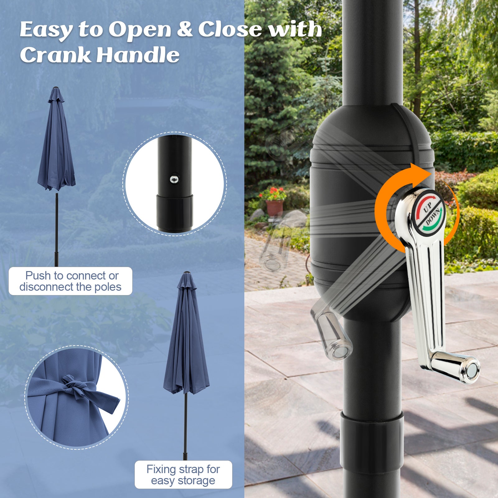 10 Feet Outdoor Patio Umbrella, Tilt Crank, Navy Outdoor Umbrellas at Gallery Canada