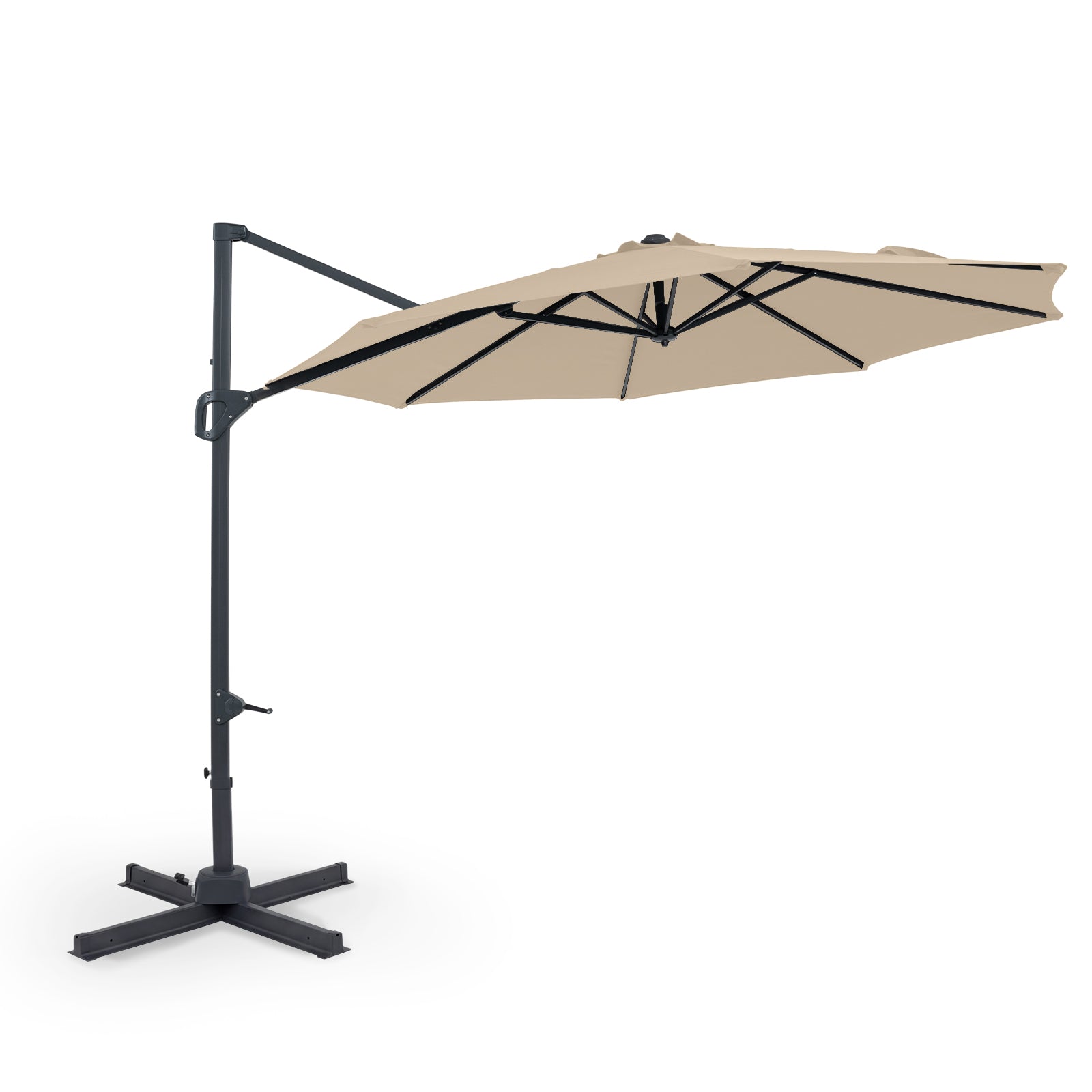 10 Feet Patio Cantilever Umbrella, Easy Tilt Adjustment, Beige Outdoor Umbrellas Beige at Gallery Canada
