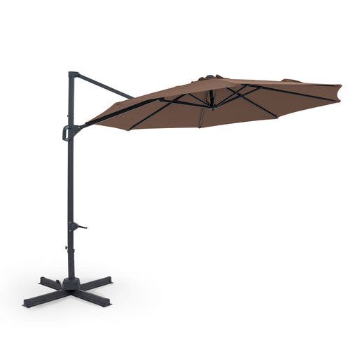 10 Feet Patio Cantilever Umbrella, Easy Tilt Adjustment, Brown