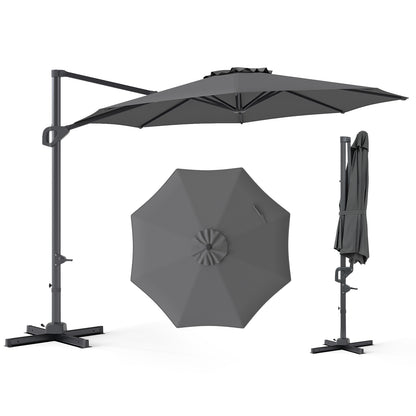 10 Feet Patio Cantilever Umbrella, Easy Tilt Adjustment, Gray Outdoor Umbrellas at Gallery Canada