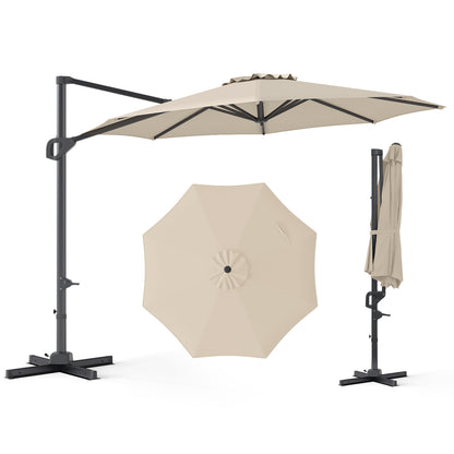10 Feet Patio Cantilever Umbrella, Easy Tilt Adjustment, Beige Outdoor Umbrellas at Gallery Canada