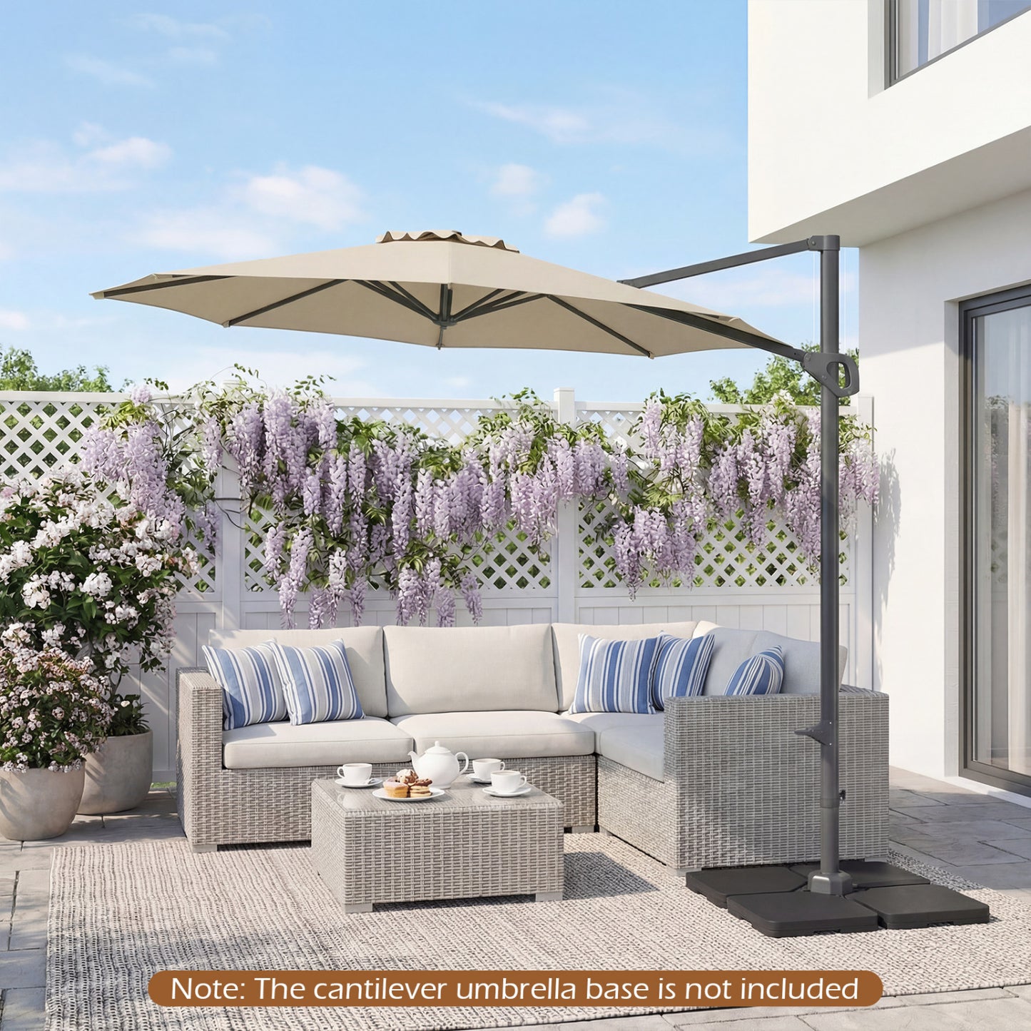 10 Feet Patio Cantilever Umbrella, Easy Tilt Adjustment, Beige Outdoor Umbrellas at Gallery Canada