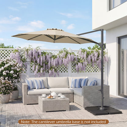 10 Feet Patio Cantilever Umbrella, Easy Tilt Adjustment, Beige Outdoor Umbrellas at Gallery Canada
