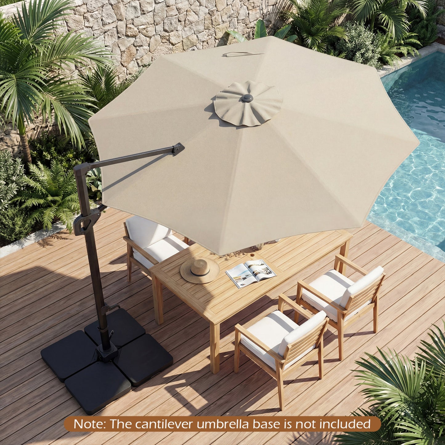 10 Feet Patio Cantilever Umbrella, Easy Tilt Adjustment, Beige Outdoor Umbrellas at Gallery Canada