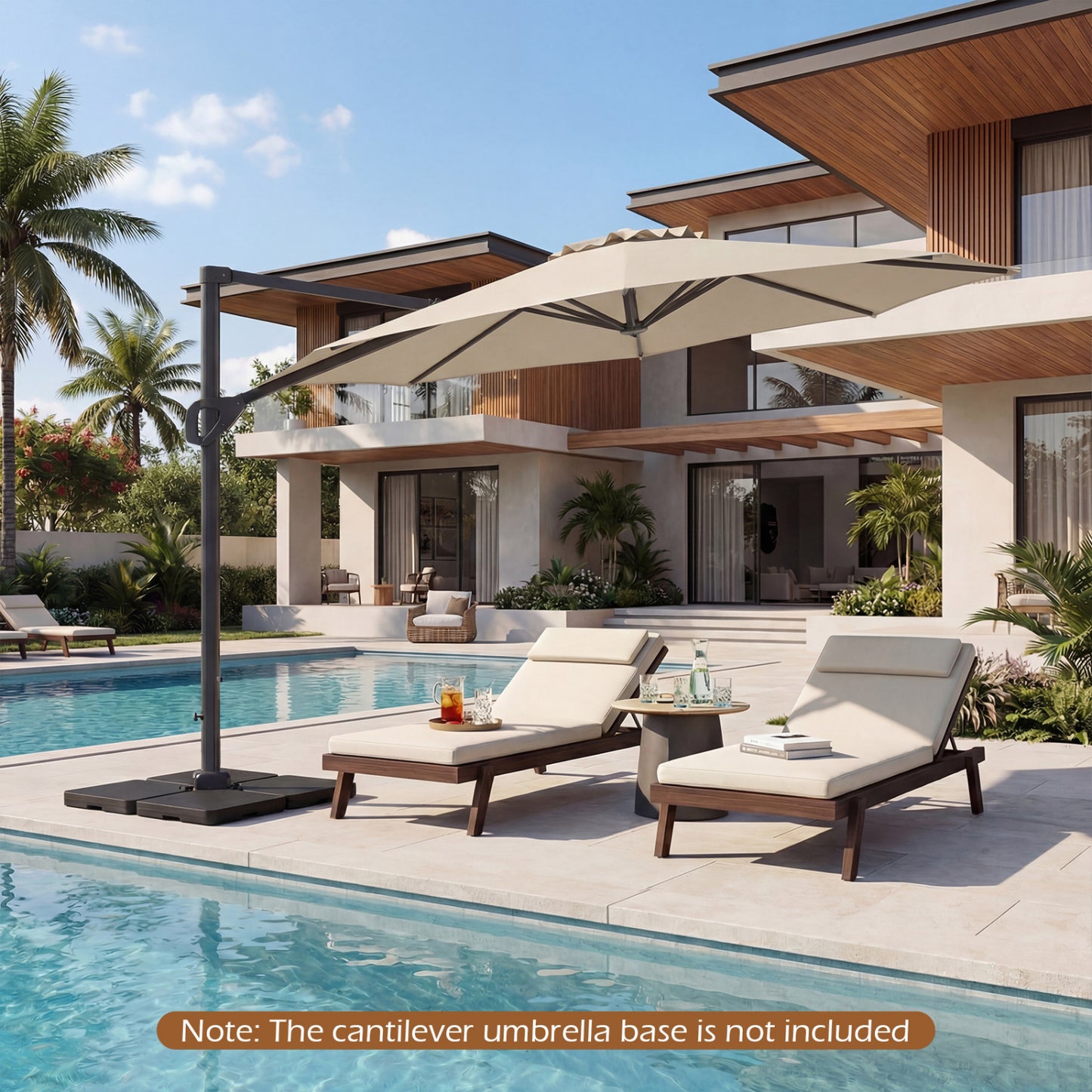 10 Feet Patio Cantilever Umbrella, Easy Tilt Adjustment, Beige Outdoor Umbrellas at Gallery Canada
