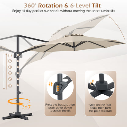 10 Feet Patio Cantilever Umbrella, Easy Tilt Adjustment, Beige Outdoor Umbrellas at Gallery Canada