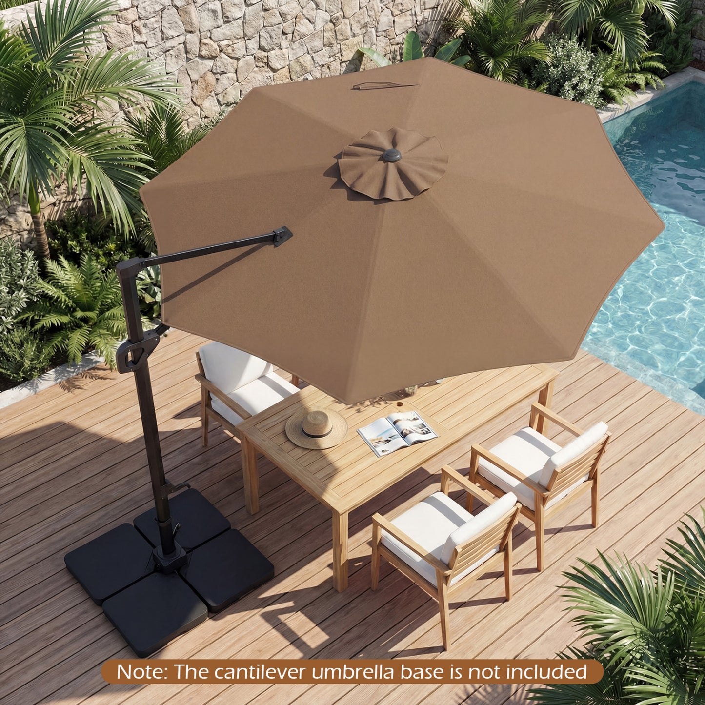 10 Feet Patio Cantilever Umbrella, Easy Tilt Adjustment, Brown Outdoor Umbrellas at Gallery Canada