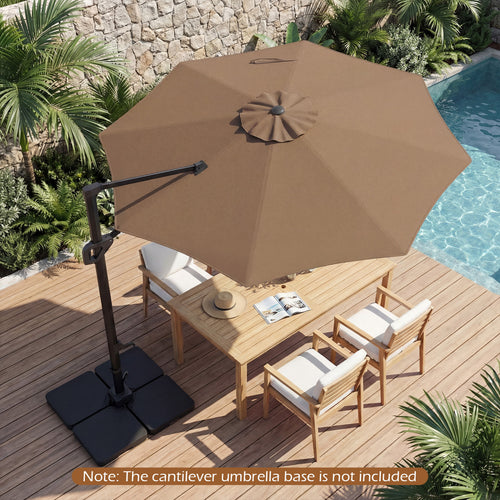 10 Feet Patio Cantilever Umbrella, Easy Tilt Adjustment, Brown