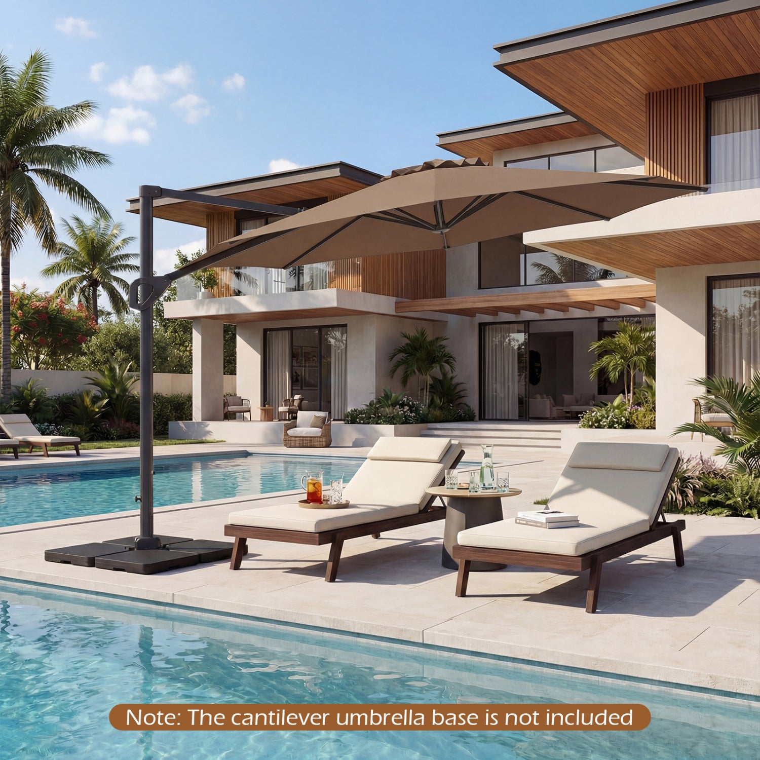 10 Feet Patio Cantilever Umbrella, Easy Tilt Adjustment, Brown Outdoor Umbrellas at Gallery Canada