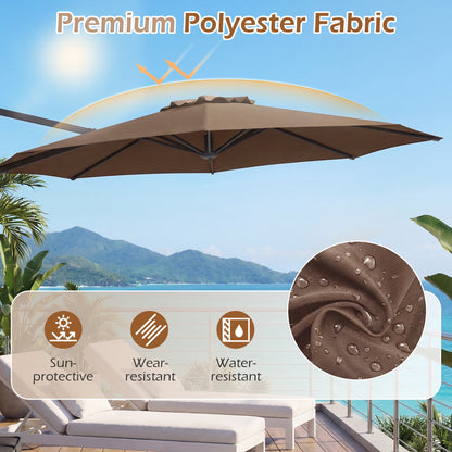 10 Feet Patio Cantilever Umbrella, Easy Tilt Adjustment, Brown Outdoor Umbrellas at Gallery Canada