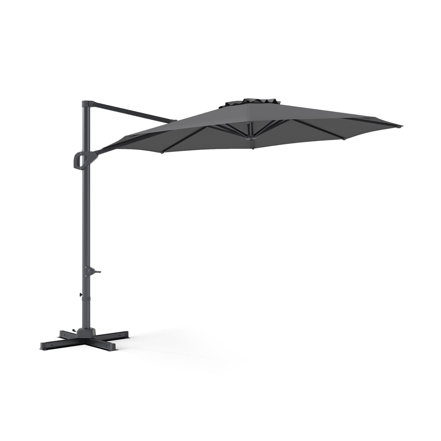 10 Feet Patio Cantilever Umbrella, Easy Tilt Adjustment, Gray Outdoor Umbrellas Gray at Gallery Canada