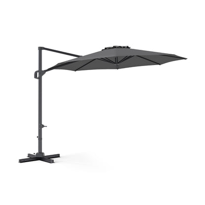 10 Feet Patio Cantilever Umbrella, Easy Tilt Adjustment, Gray Outdoor Umbrellas Gray at Gallery Canada
