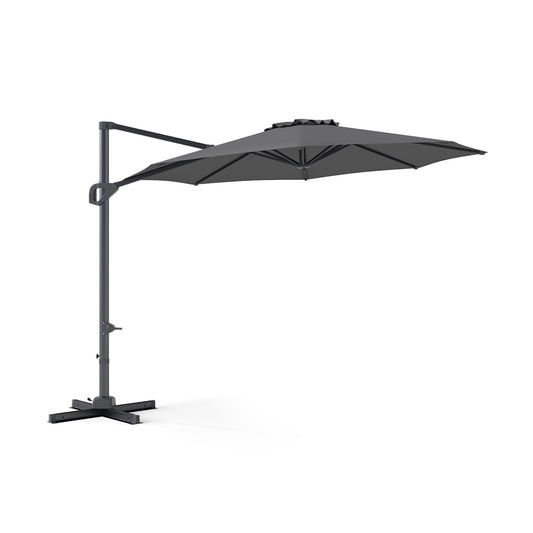 10 Feet Patio Cantilever Umbrella, Easy Tilt Adjustment, Gray Outdoor Umbrellas Gray at Gallery Canada