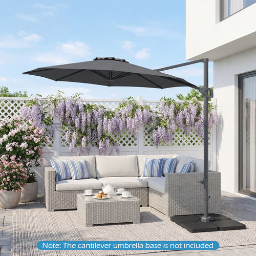 10 Feet Patio Cantilever Umbrella, Easy Tilt Adjustment, Gray