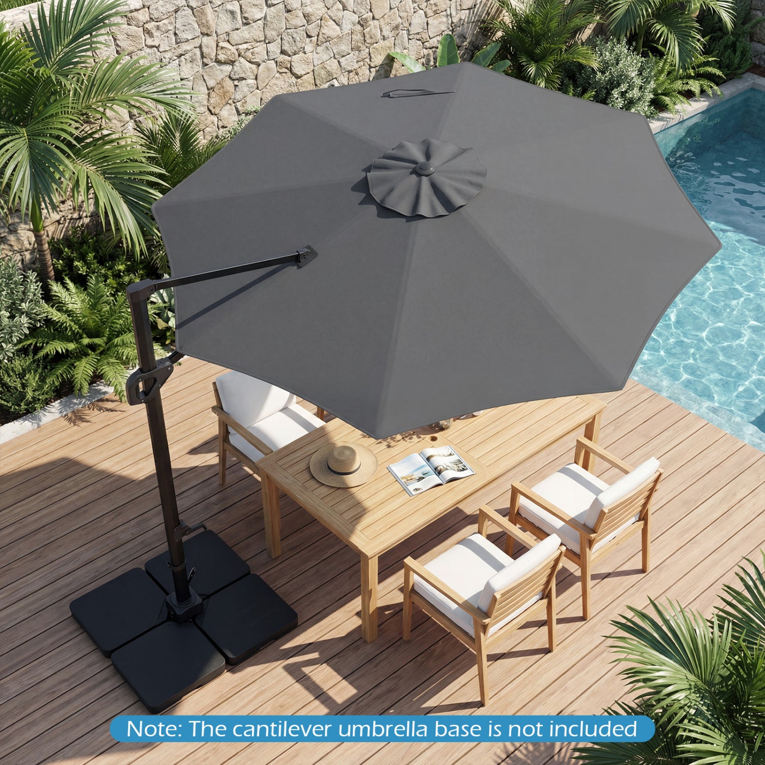 10 Feet Patio Cantilever Umbrella, Easy Tilt Adjustment, Gray Outdoor Umbrellas at Gallery Canada