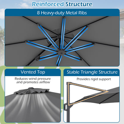 10 Feet Patio Cantilever Umbrella, Easy Tilt Adjustment, Gray Outdoor Umbrellas at Gallery Canada