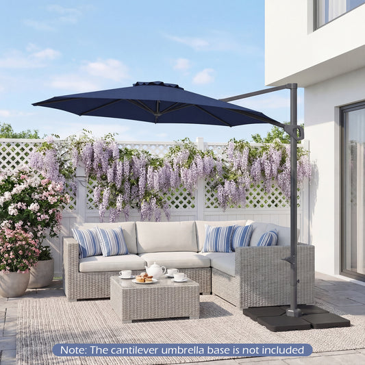 10 Feet Patio Cantilever Umbrella, Easy Tilt Adjustment, Navy Outdoor Umbrellas Navy at Gallery Canada