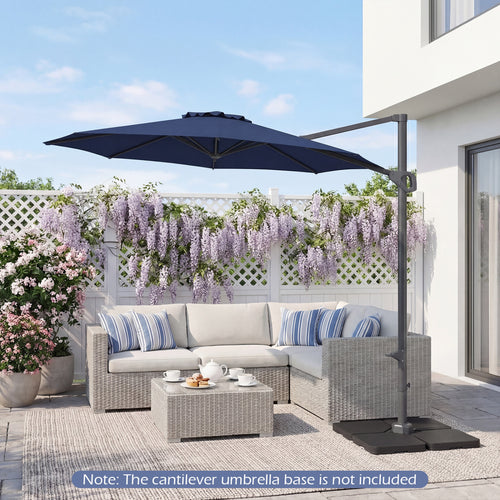 10 Feet Patio Cantilever Umbrella, Easy Tilt Adjustment, Navy