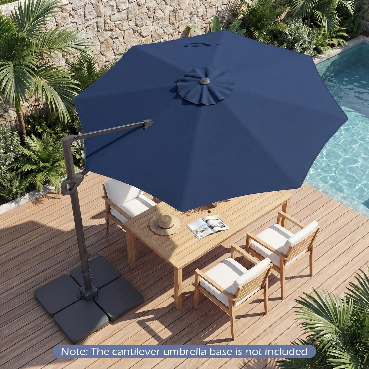 10 Feet Patio Cantilever Umbrella, Easy Tilt Adjustment, Navy Outdoor Umbrellas at Gallery Canada