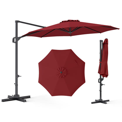 10 Feet Patio Cantilever Umbrella, Easy Tilt Adjustment, Wine Outdoor Umbrellas at Gallery Canada
