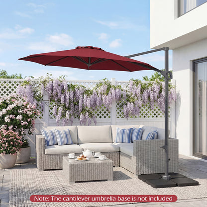 10 Feet Patio Cantilever Umbrella, Easy Tilt Adjustment, Wine Outdoor Umbrellas at Gallery Canada