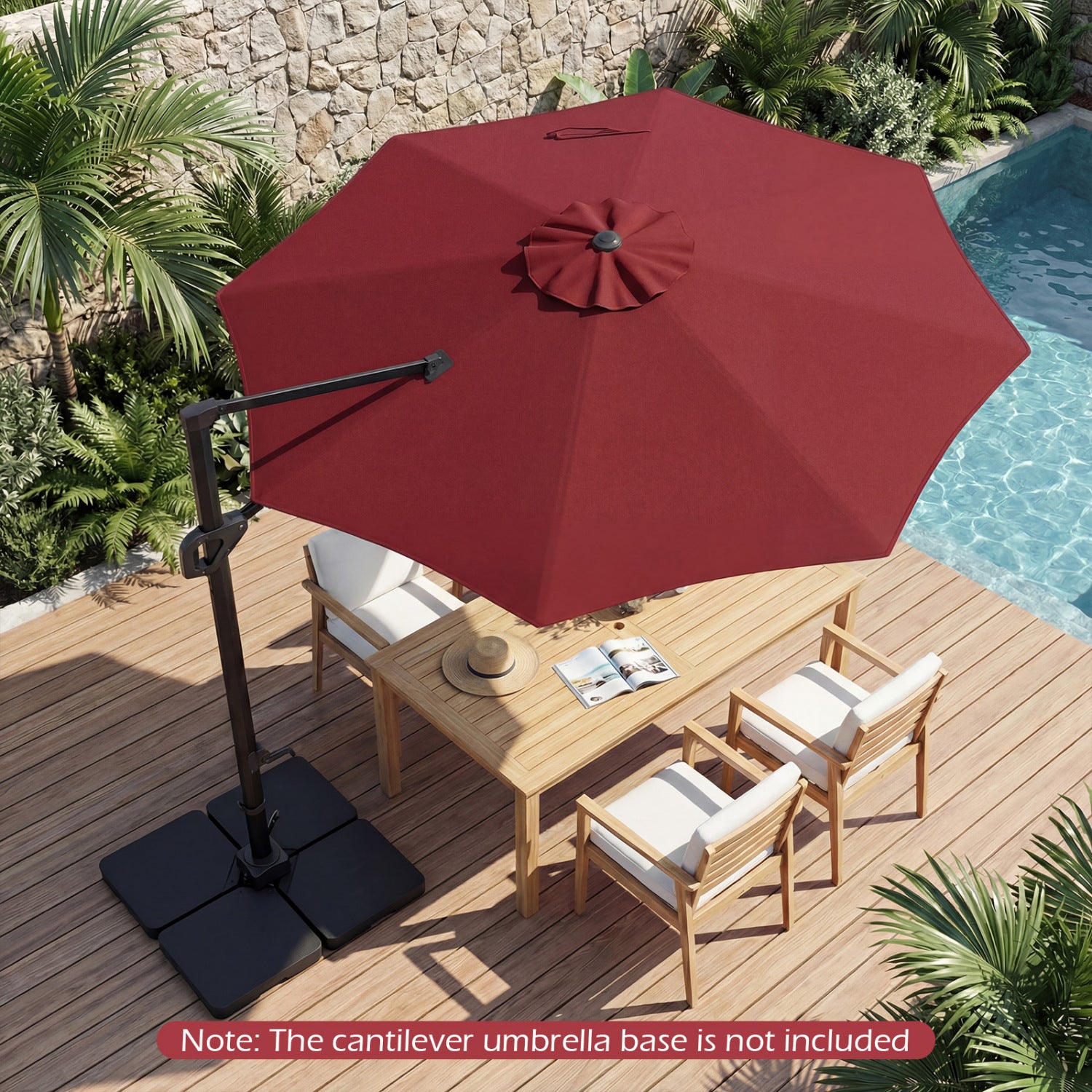 10 Feet Patio Cantilever Umbrella, Easy Tilt Adjustment, Wine Outdoor Umbrellas at Gallery Canada