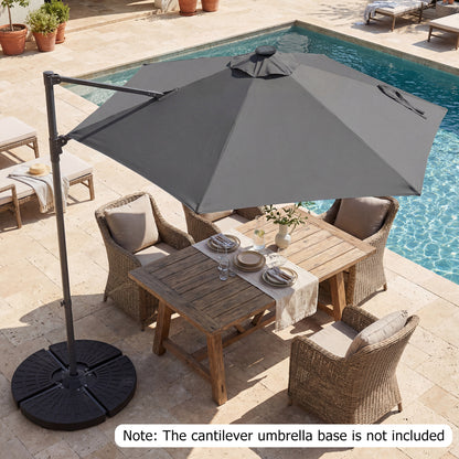 10 Feet Patio Cantilever Umbrella, Solar LED Lights, Gray Outdoor Umbrellas at Gallery Canada