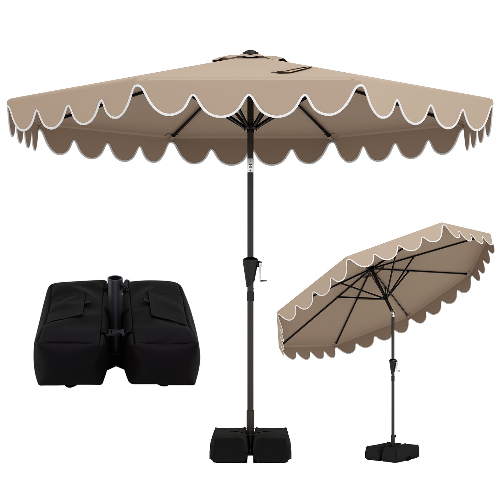 10 Feet Patio Umbrella, Weighted Base, Sandbags, Brown Outdoor Umbrellas at Gallery Canada
