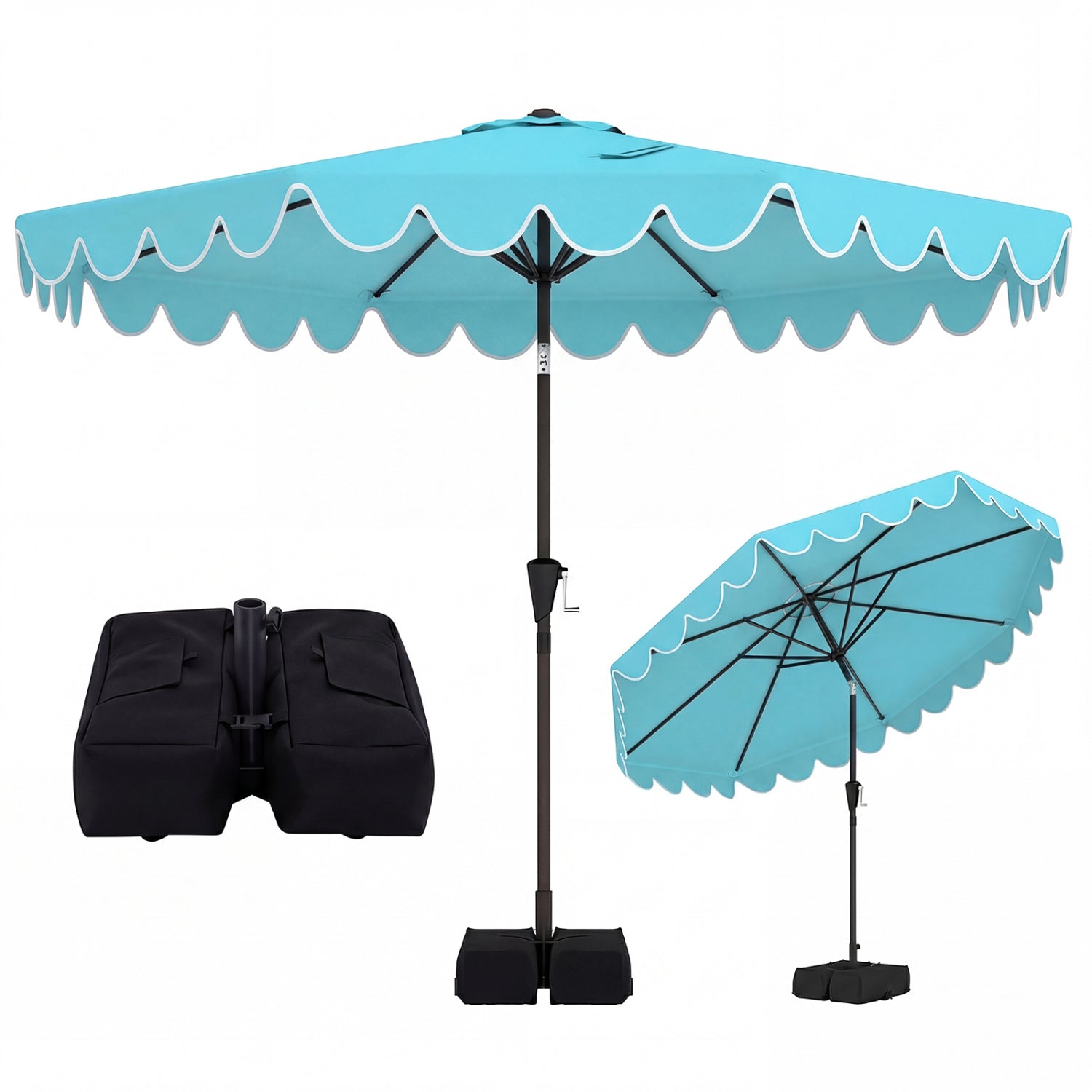 10 Feet Patio Umbrella, Weighted Base, Sandbags, Turquoise Outdoor Umbrellas at Gallery Canada