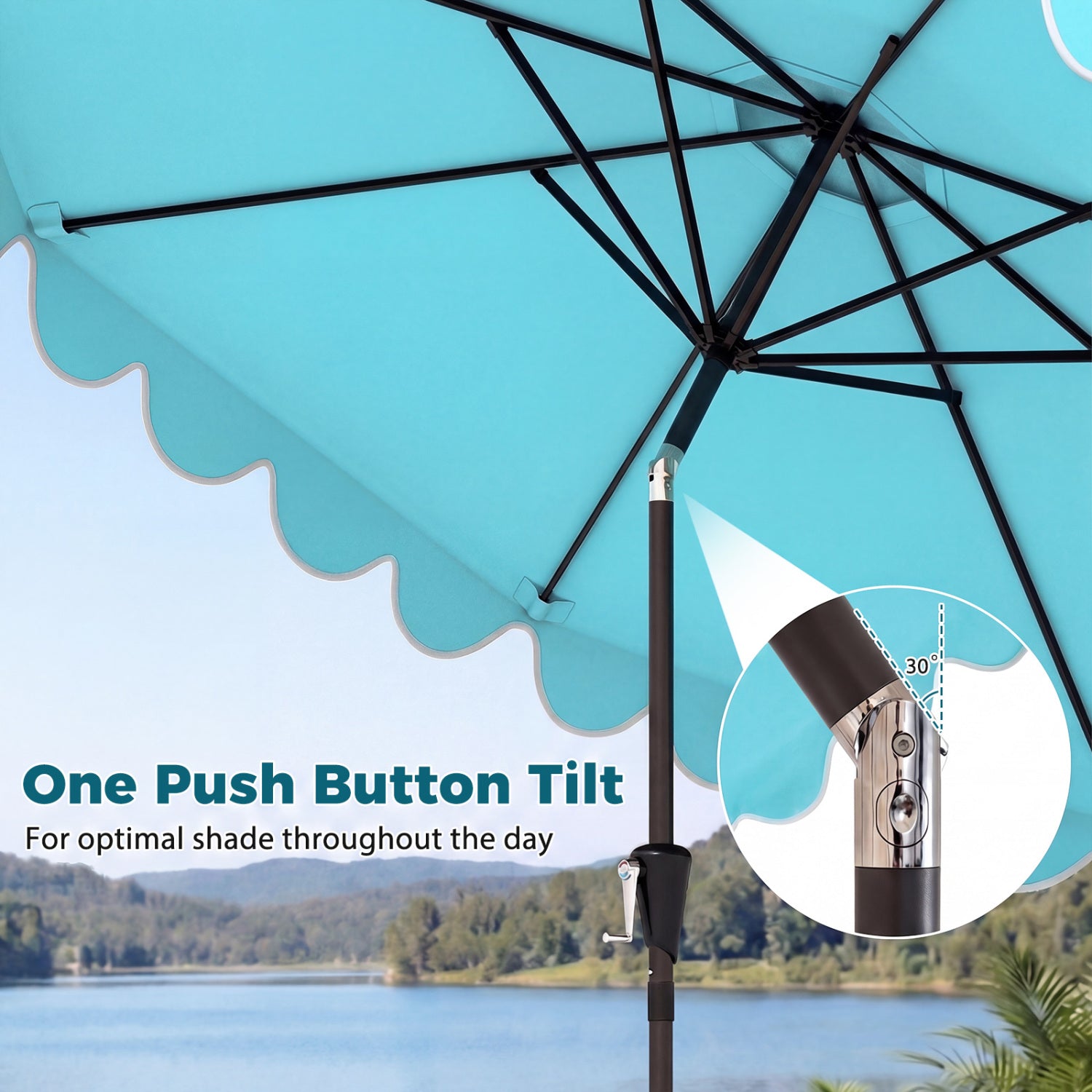 10 Feet Patio Umbrella, Weighted Base, Sandbags, Turquoise Outdoor Umbrellas at Gallery Canada