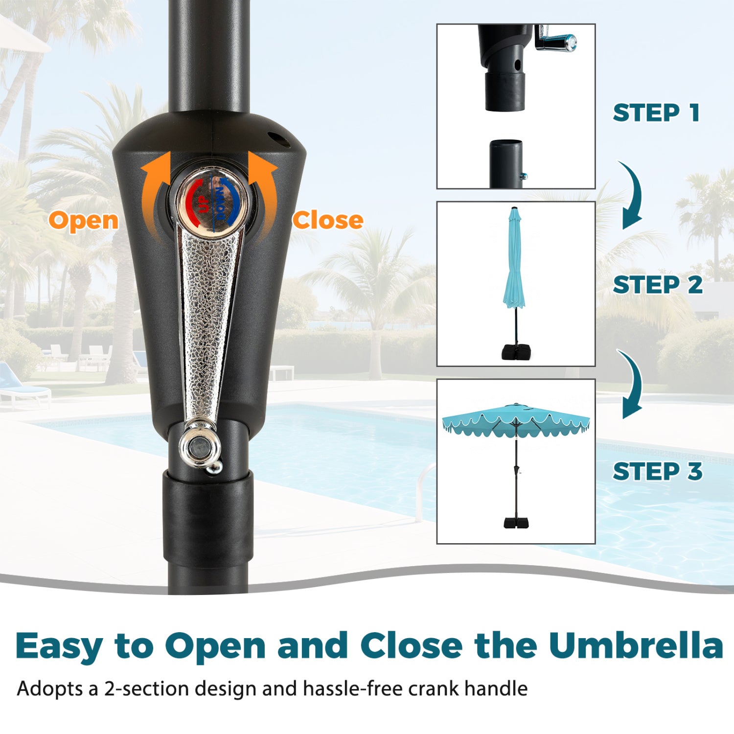 10 Feet Patio Umbrella, Weighted Base, Sandbags, Turquoise Outdoor Umbrellas at Gallery Canada