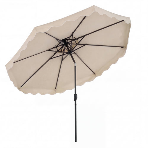 10 Feet Patio Umbrella, Push Button Tilt, Crank, Beige