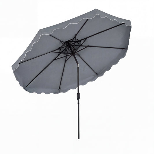 10 Feet Patio Umbrella, Push Button Tilt, Crank, Gray Outdoor Umbrellas Gray at Gallery Canada