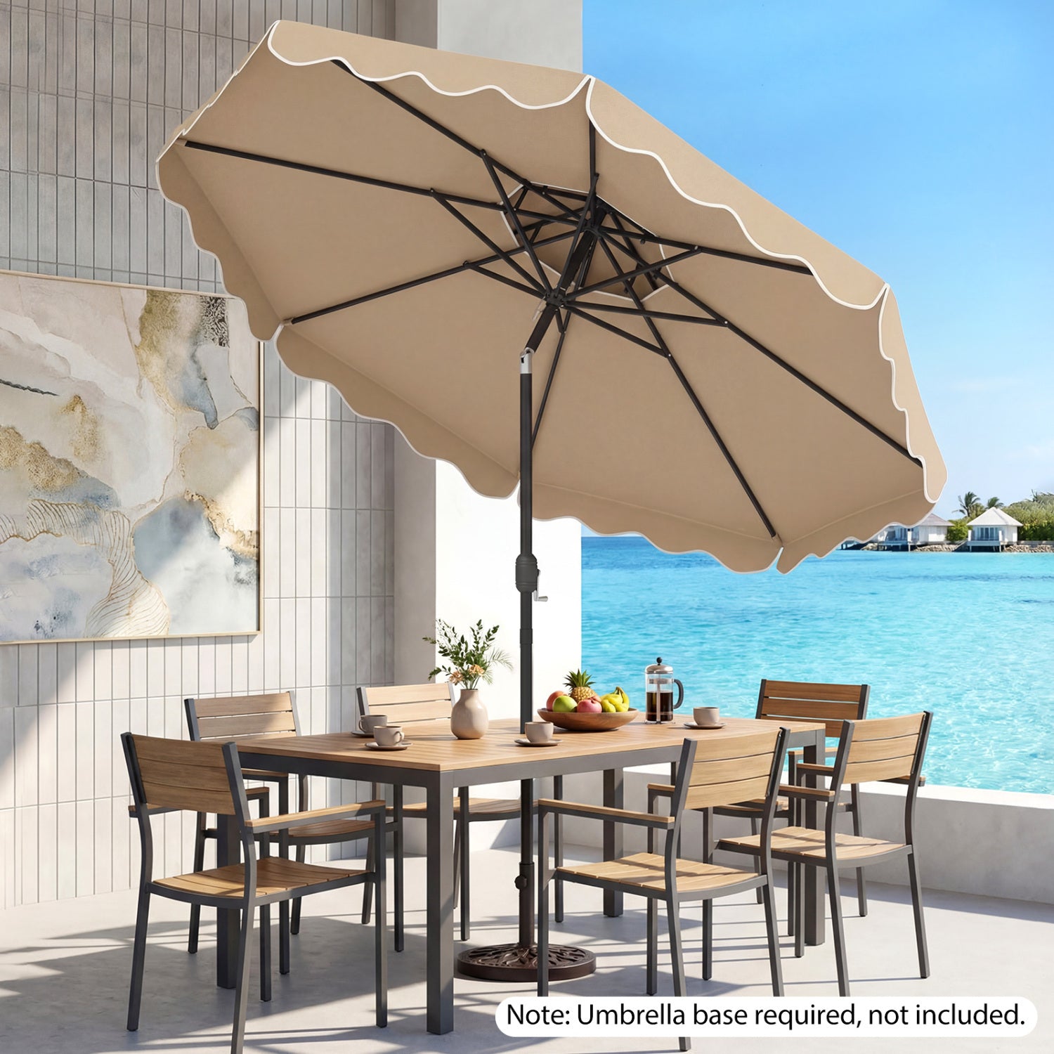 10 Feet Patio Umbrella, Push Button Tilt, Crank, Coffee Outdoor Umbrellas at Gallery Canada