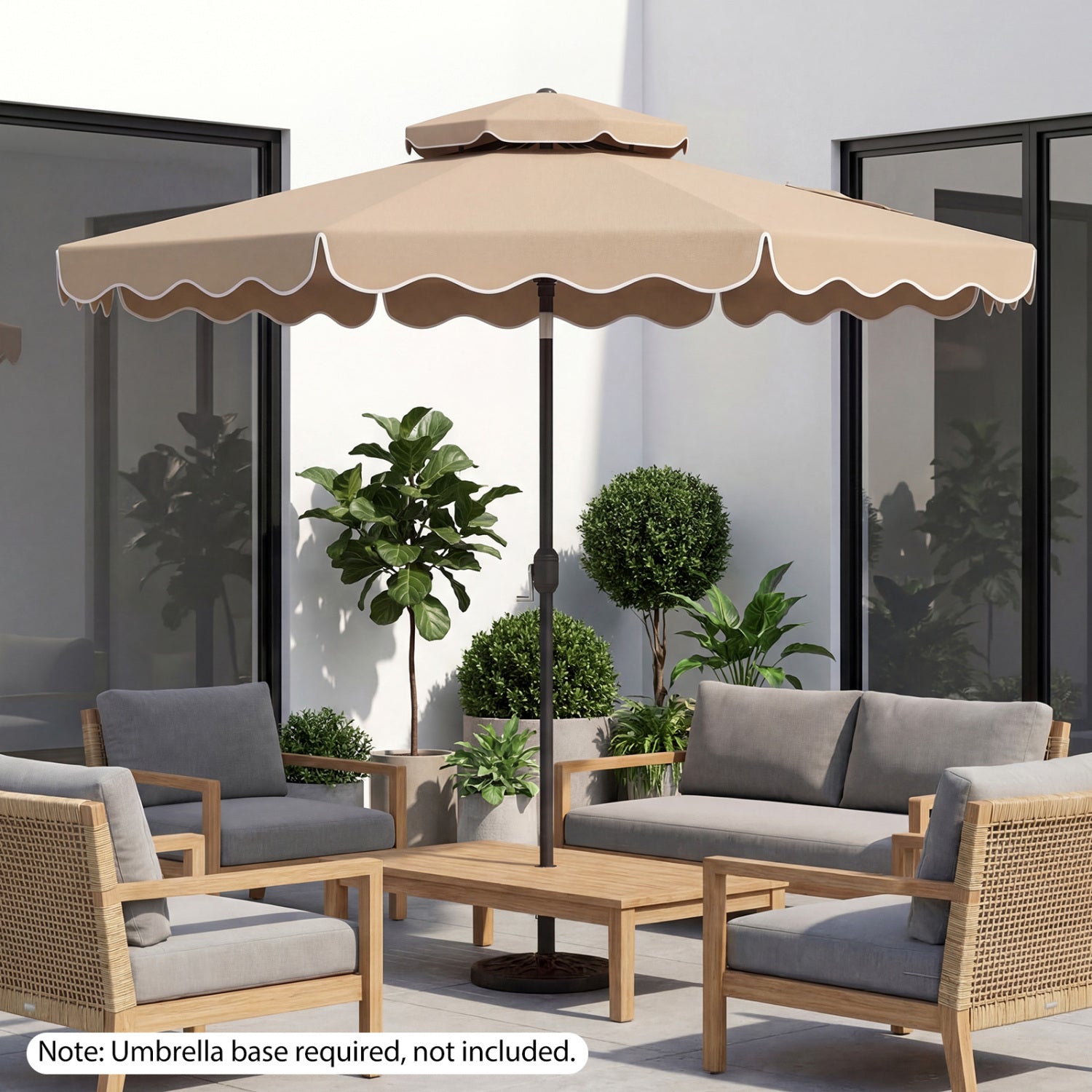 10 Feet Patio Umbrella, Push Button Tilt, Crank, Coffee Outdoor Umbrellas at Gallery Canada
