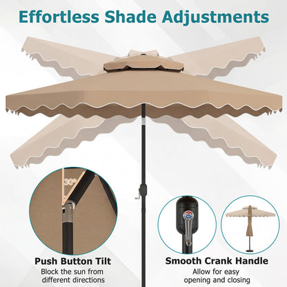10 Feet Patio Umbrella, Push Button Tilt, Crank, Coffee Outdoor Umbrellas at Gallery Canada