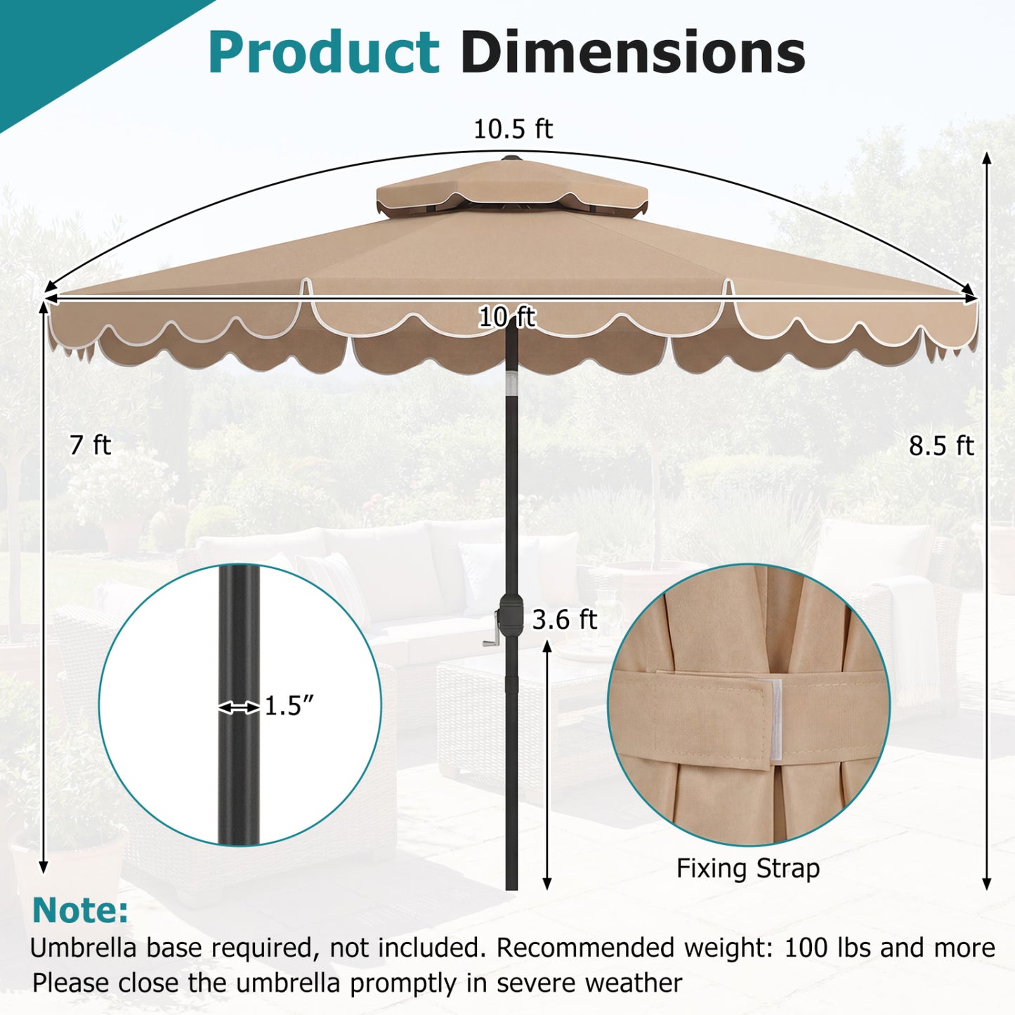 10 Feet Patio Umbrella, Push Button Tilt, Crank, Coffee Outdoor Umbrellas at Gallery Canada