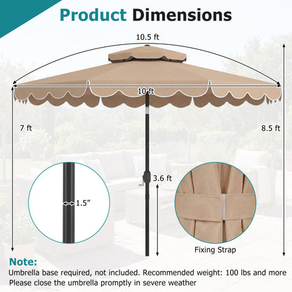 10 Feet Patio Umbrella, Push Button Tilt, Crank, Coffee Outdoor Umbrellas at Gallery Canada