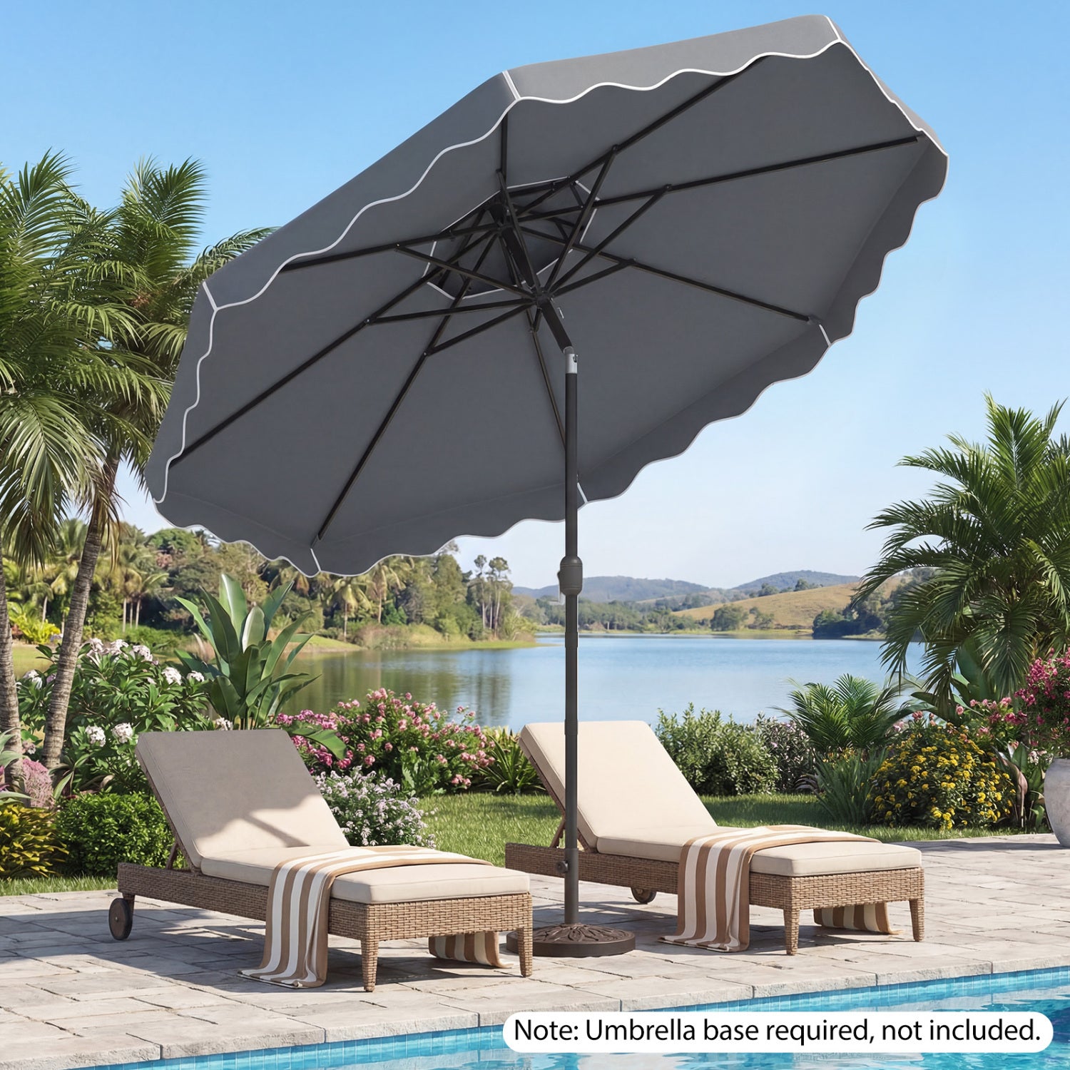 10 Feet Patio Umbrella, Push Button Tilt, Crank, Gray Outdoor Umbrellas at Gallery Canada