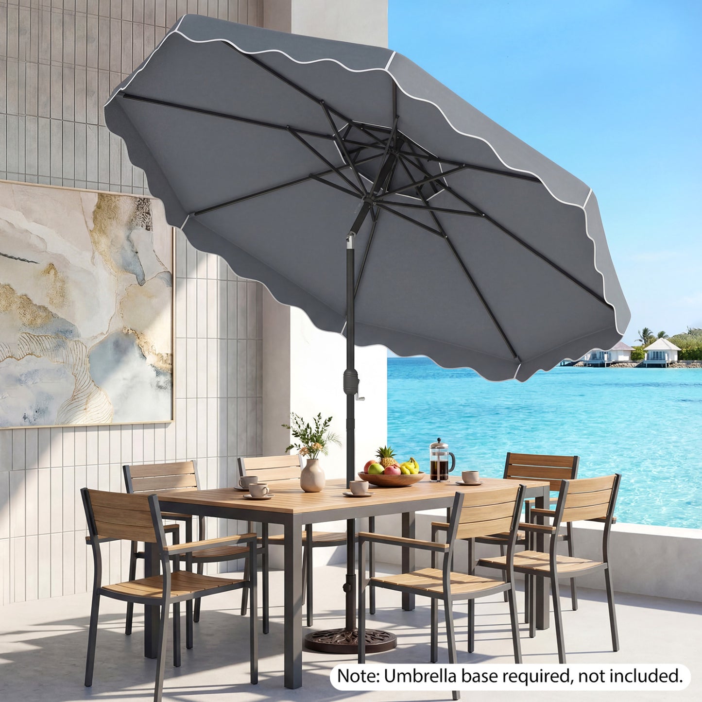 10 Feet Patio Umbrella, Push Button Tilt, Crank, Gray Outdoor Umbrellas at Gallery Canada