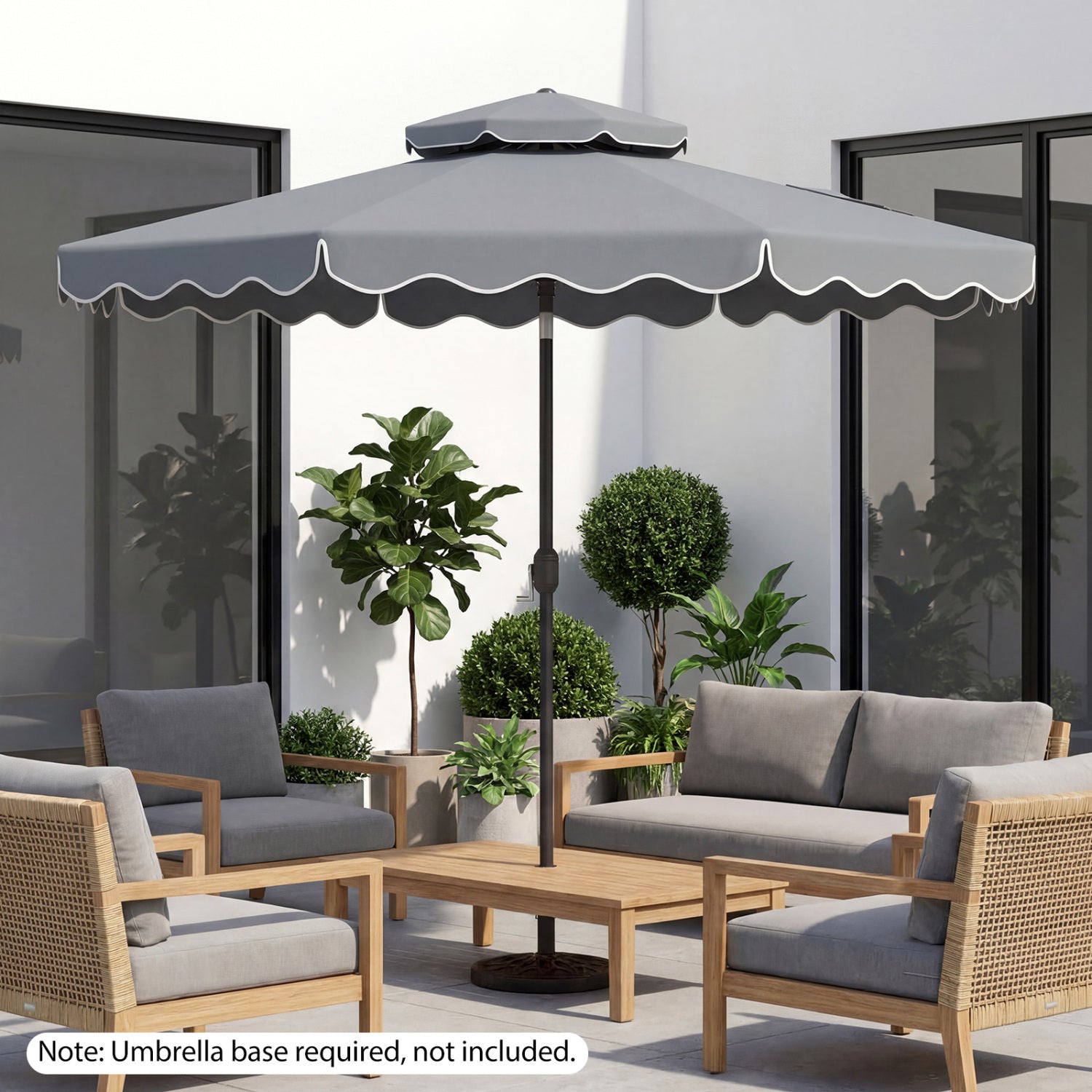 10 Feet Patio Umbrella, Push Button Tilt, Crank, Gray Outdoor Umbrellas at Gallery Canada