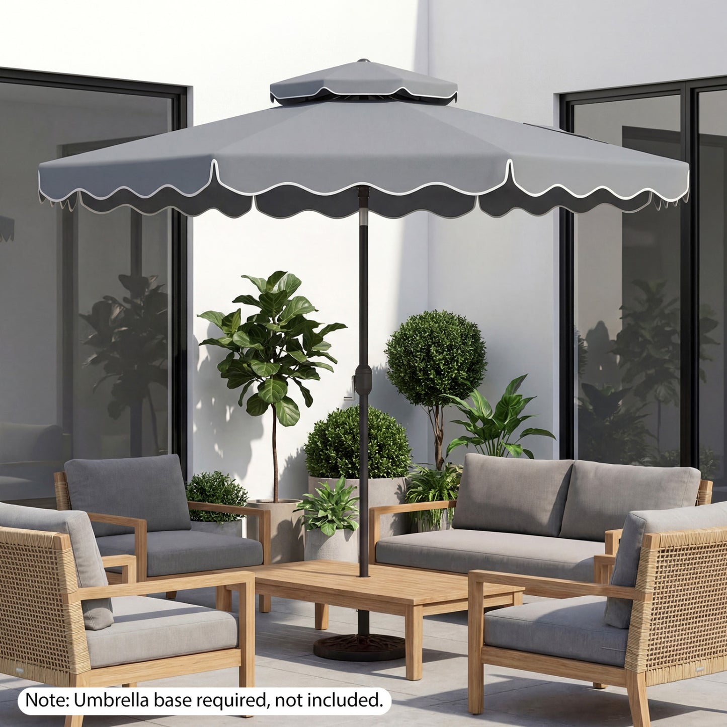10 Feet Patio Umbrella, Push Button Tilt, Crank, Gray Outdoor Umbrellas at Gallery Canada