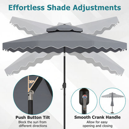 10 Feet Patio Umbrella, Push Button Tilt, Crank, Gray Outdoor Umbrellas at Gallery Canada