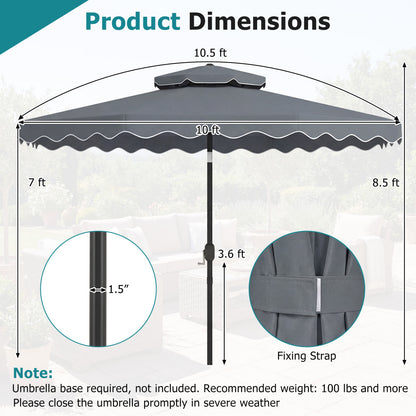 10 Feet Patio Umbrella, Push Button Tilt, Crank, Gray Outdoor Umbrellas at Gallery Canada